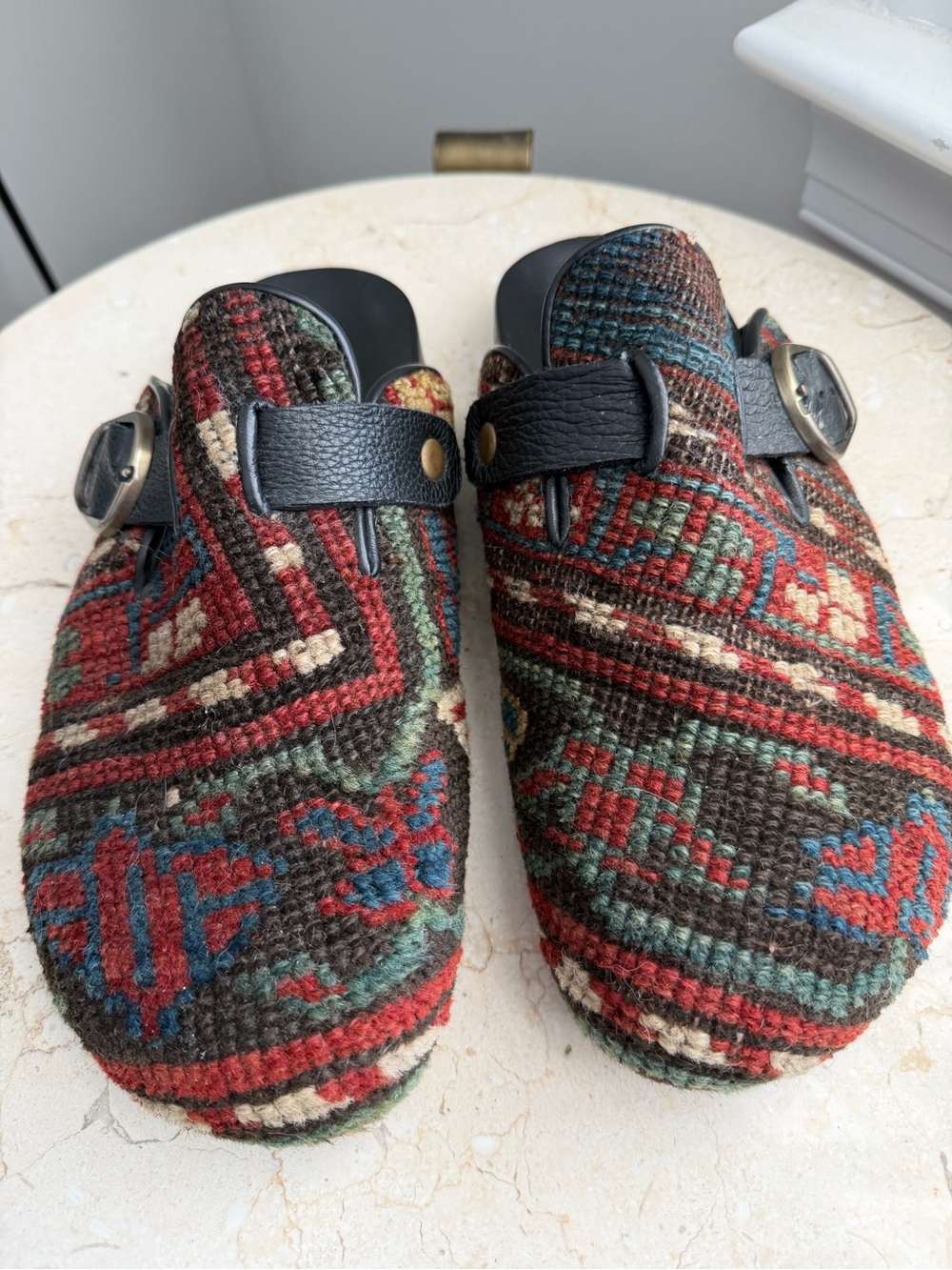 King Kennedy Rug Mules are one of a kind and made of 100 year old antique rugs